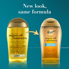 OGX argan oil applied before blow-drying to reduce frizz and speed styling