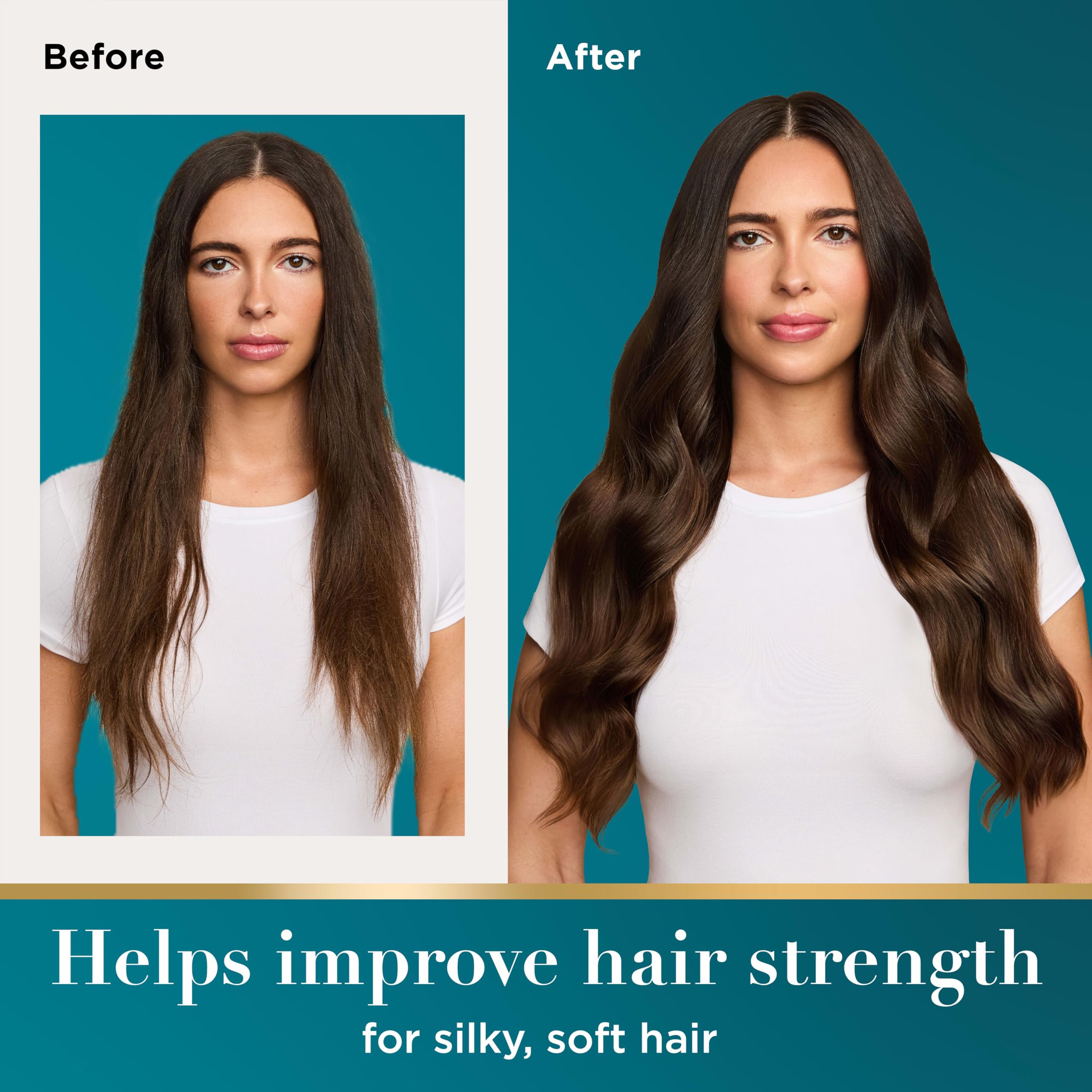 OGX argan oil pouring close-up to show clear lightweight consistency and absorption