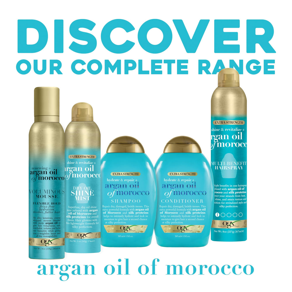 OGX before and after hair result showing repaired, softer, more manageable strands