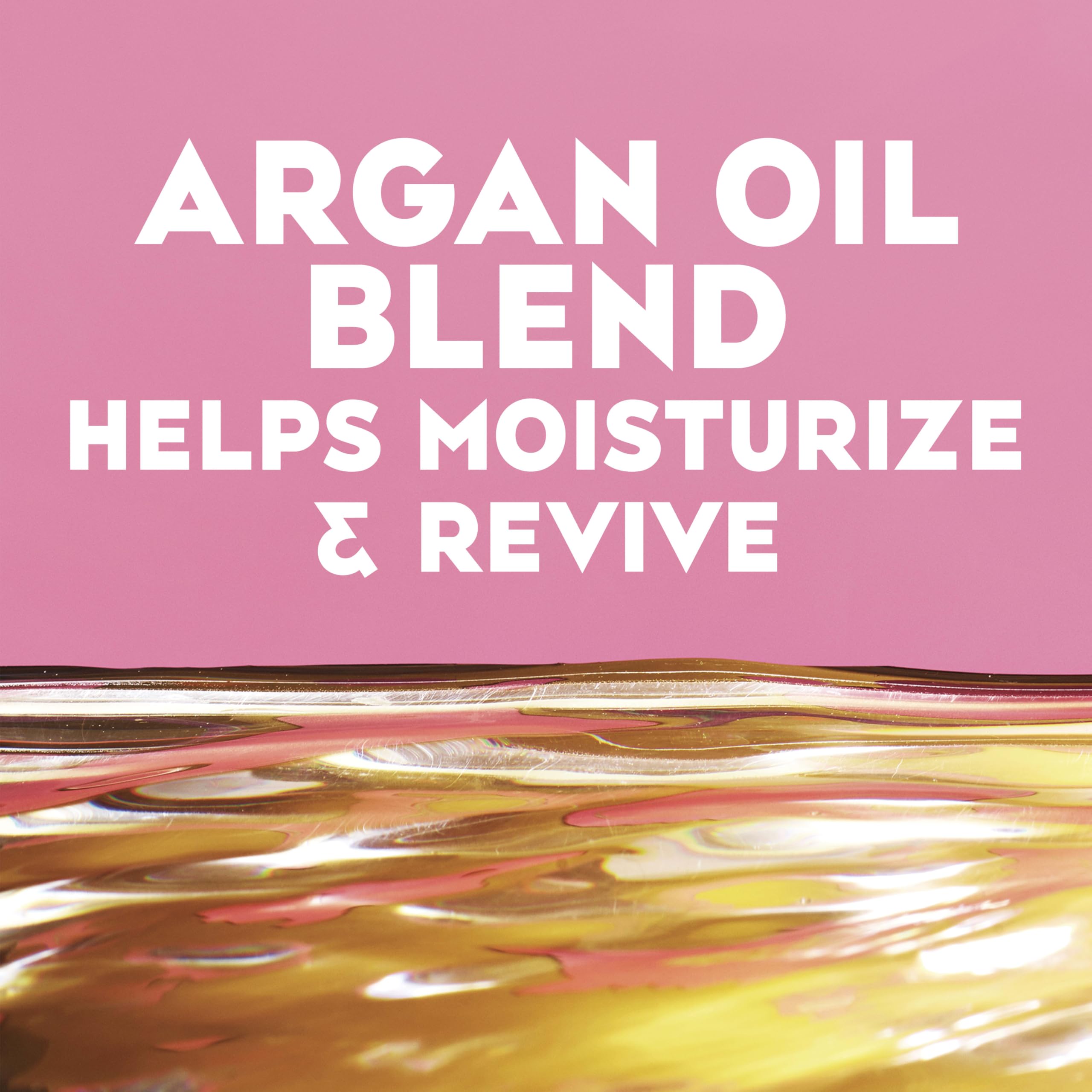 OGX cold-pressed argan oil pouring to show nourishing ingredient and shine boost