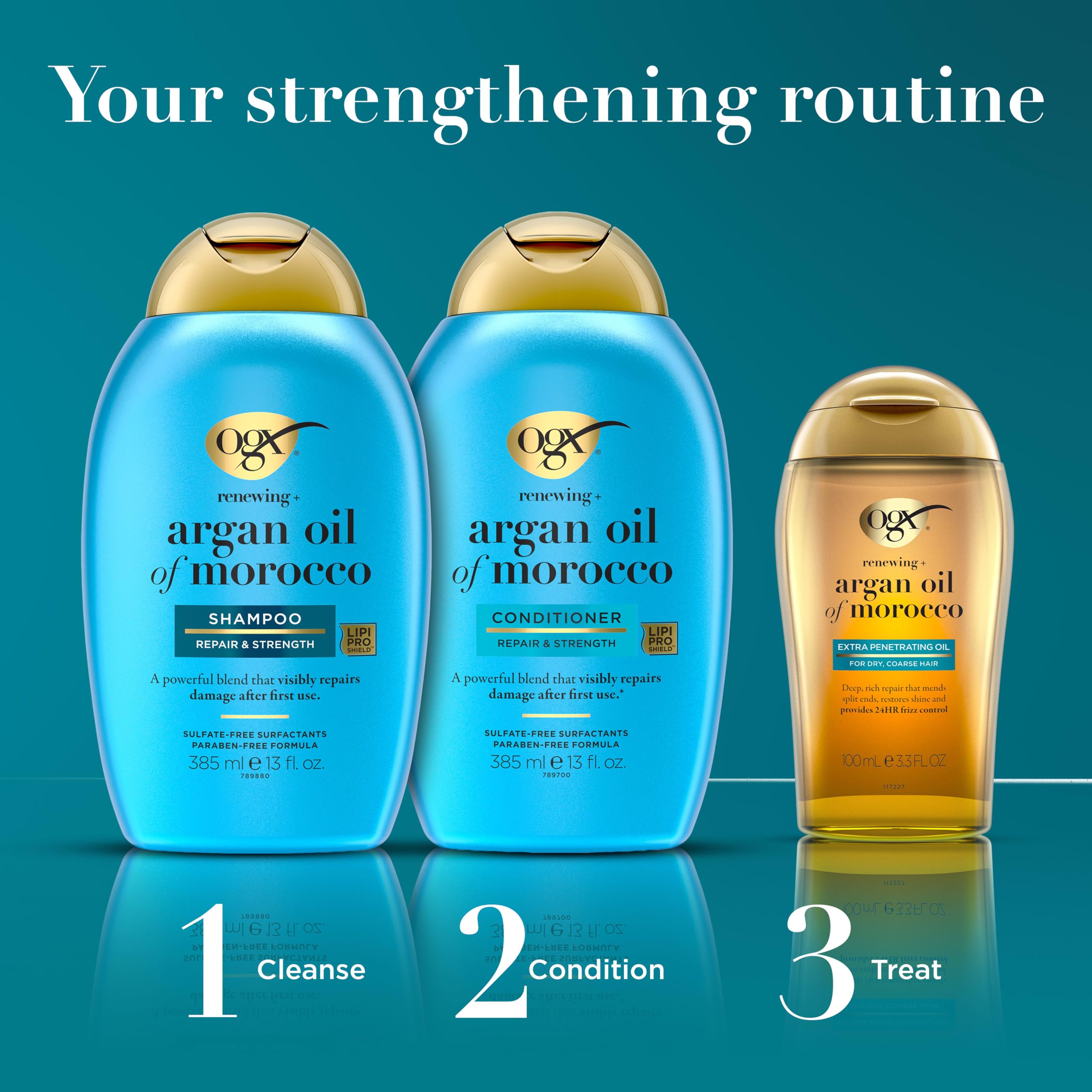 OGX bottle in hand size comparison showing travel-friendly portability
