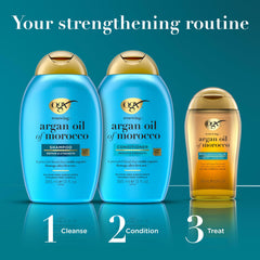 OGX bottle in hand size comparison showing travel-friendly portability
