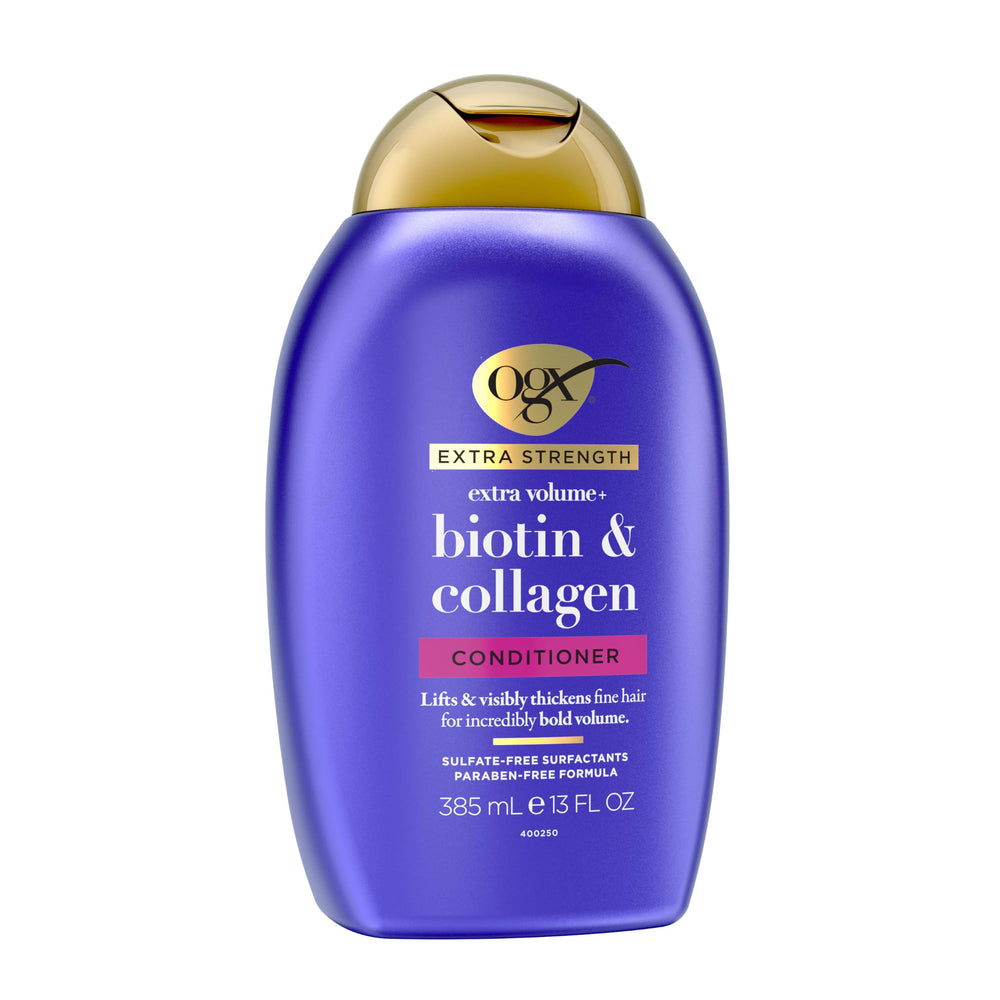 OGX conditioner applied to mid-lengths and ends for targeted volume