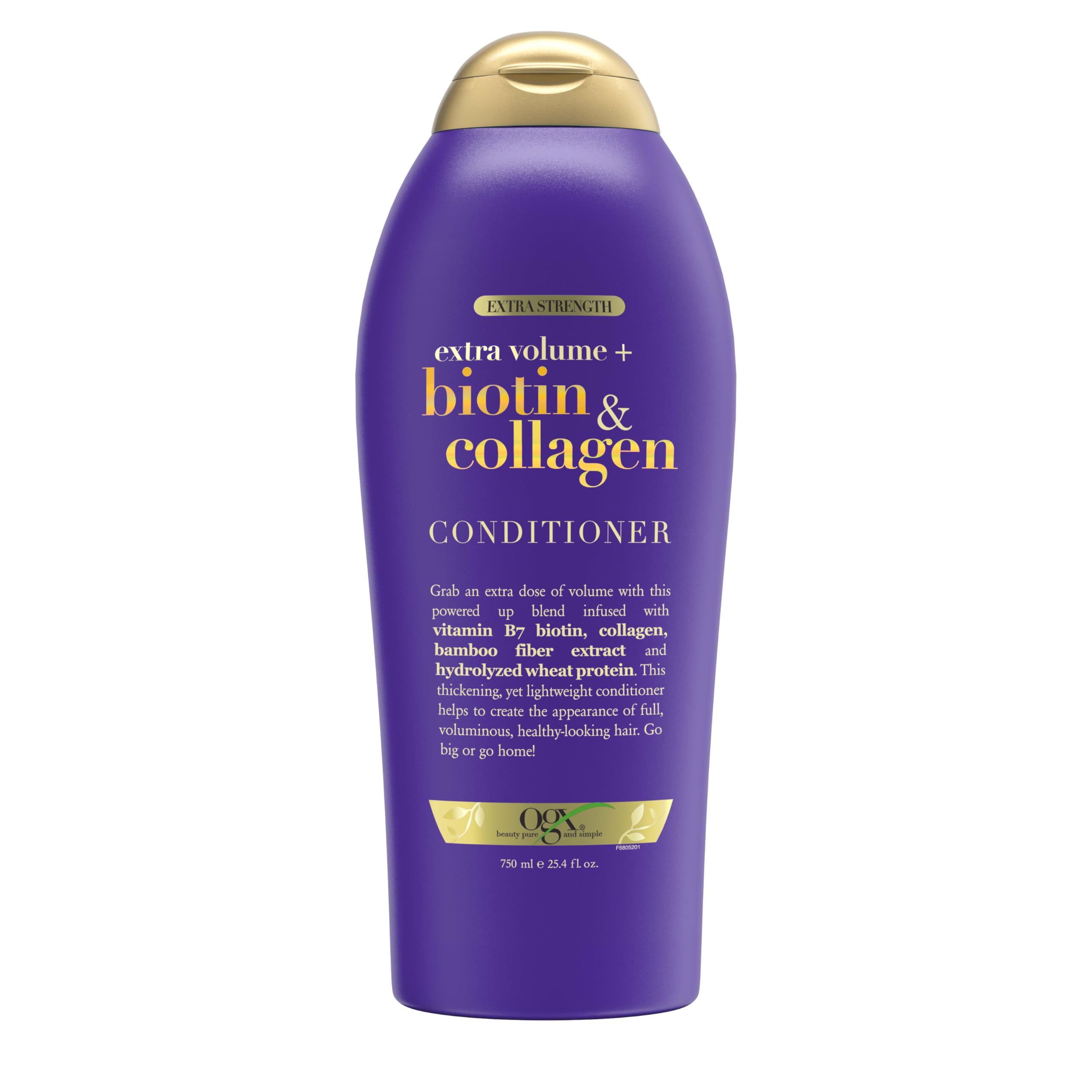 OGX bottle front view showing branding and volumizing claim for easy recognition