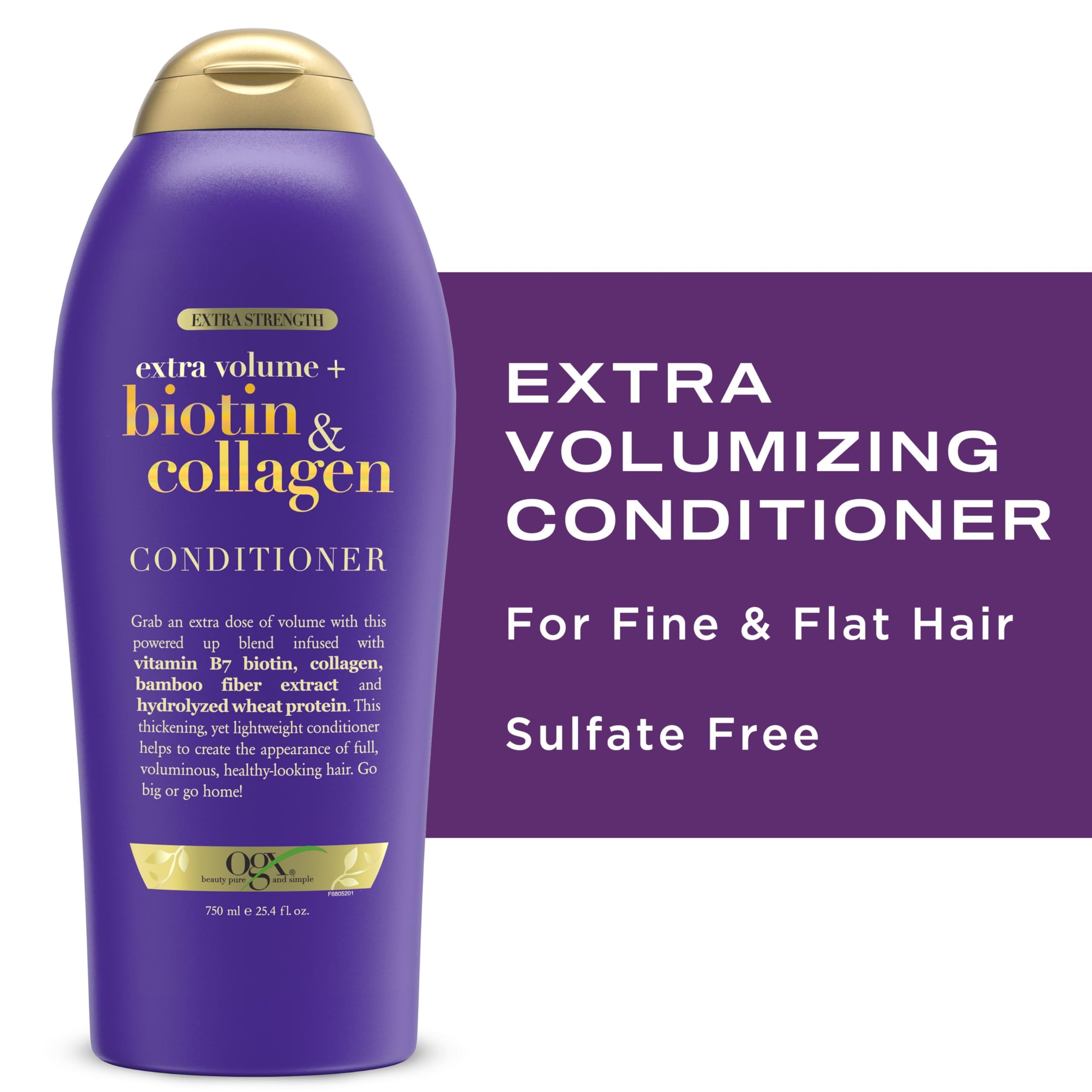 OGX conditioner beside matching shampoo to show recommended routine pairing benefit