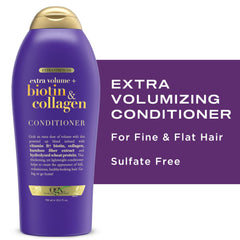 OGX conditioner beside matching shampoo to show recommended routine pairing benefit