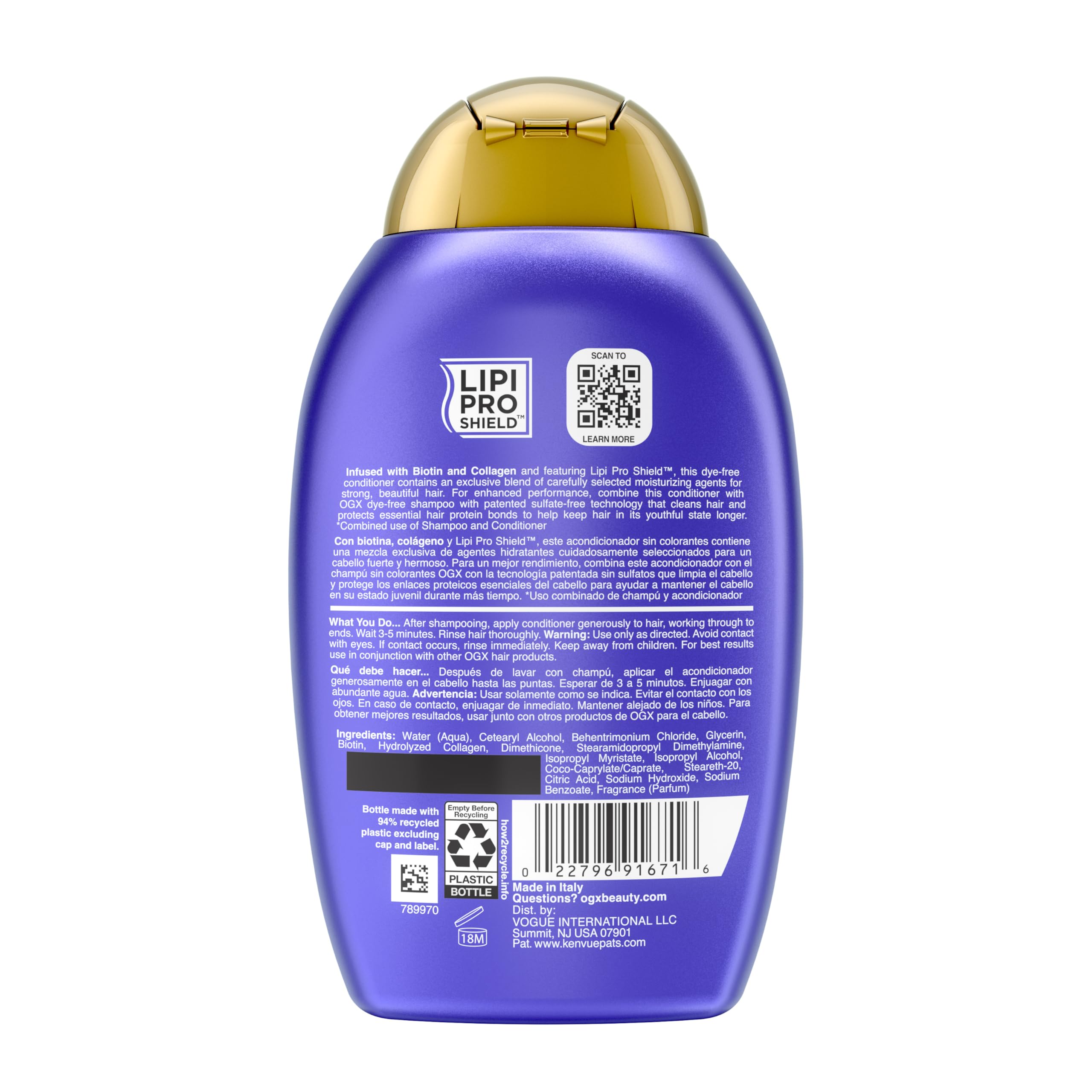 Visual scent notes of bergamot jasmine vanilla paired with OGX