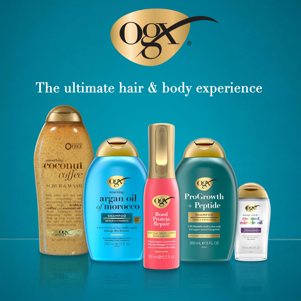 OGX body wash in use under shower demonstrating gentle creamy cleanse