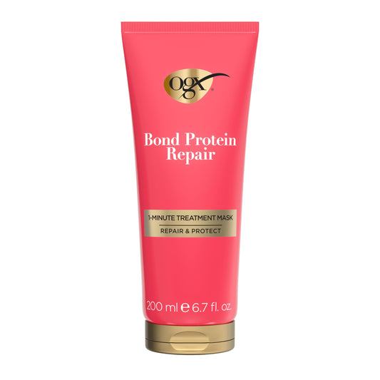 OGX bottle front packaging showing product name and fast repair benefit