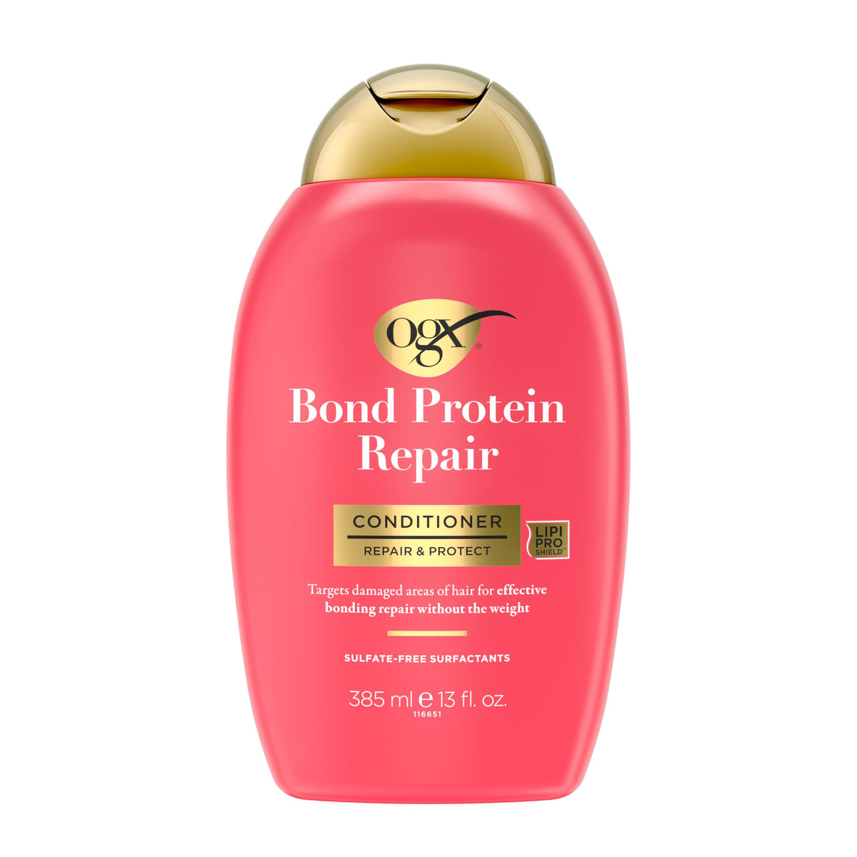 OGX front packaging showing bottle and product name with clear benefit