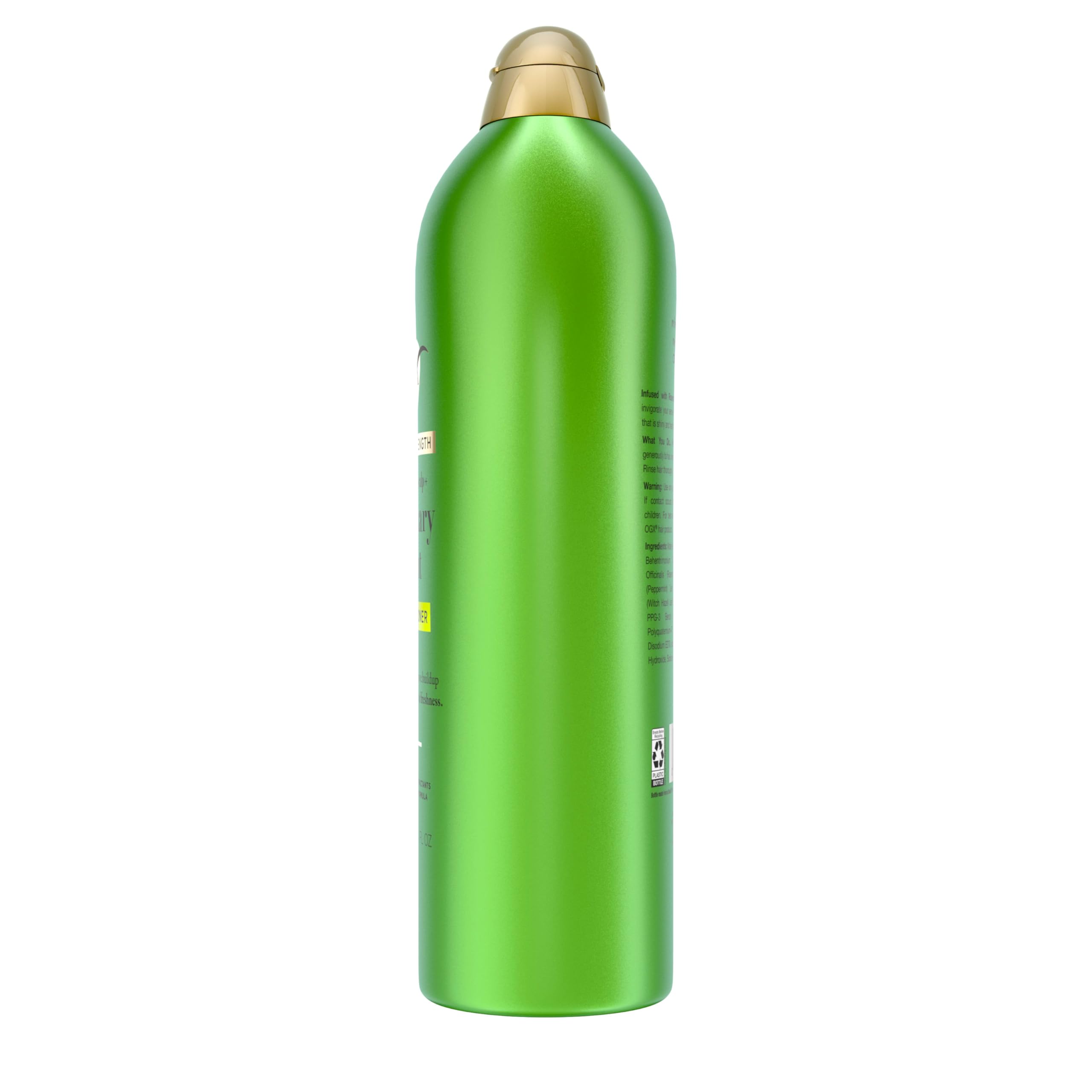 OGX bottle styled on bathroom shelf conveying clean, spa-like routine