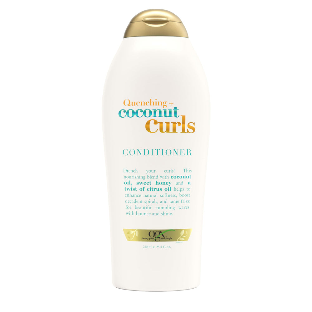 OGX bottle front packaging showing coconut curls branding and size benefit