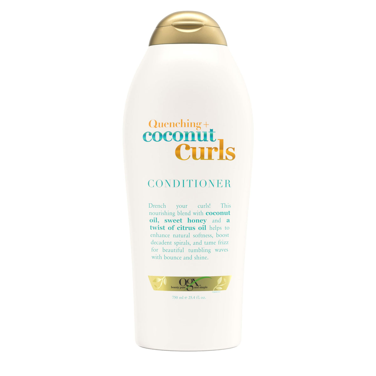 OGX bottle front packaging showing coconut curls branding and size benefit