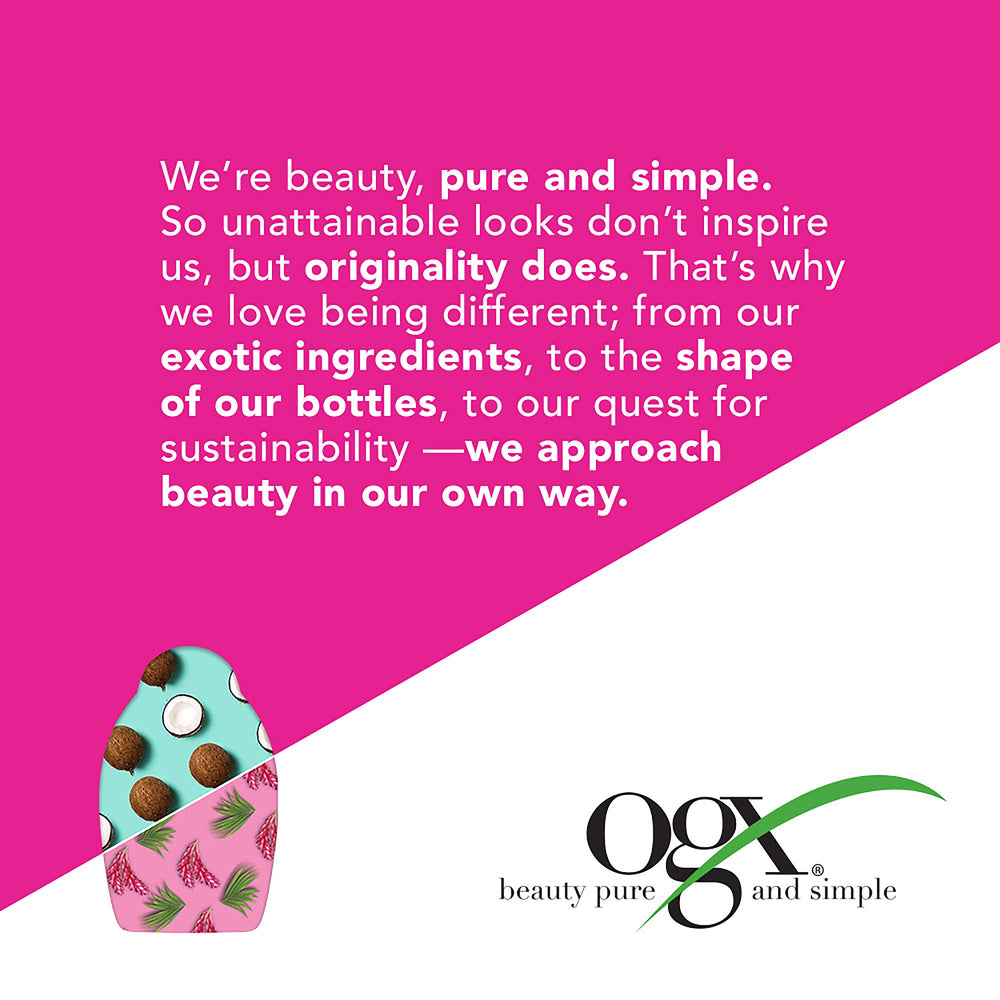 OGX ingredient close-up of coconut and honey highlighting nourishing benefits