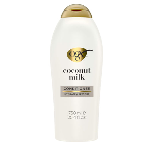 OGX bottle front view showing brand and hydrating conditioner benefits