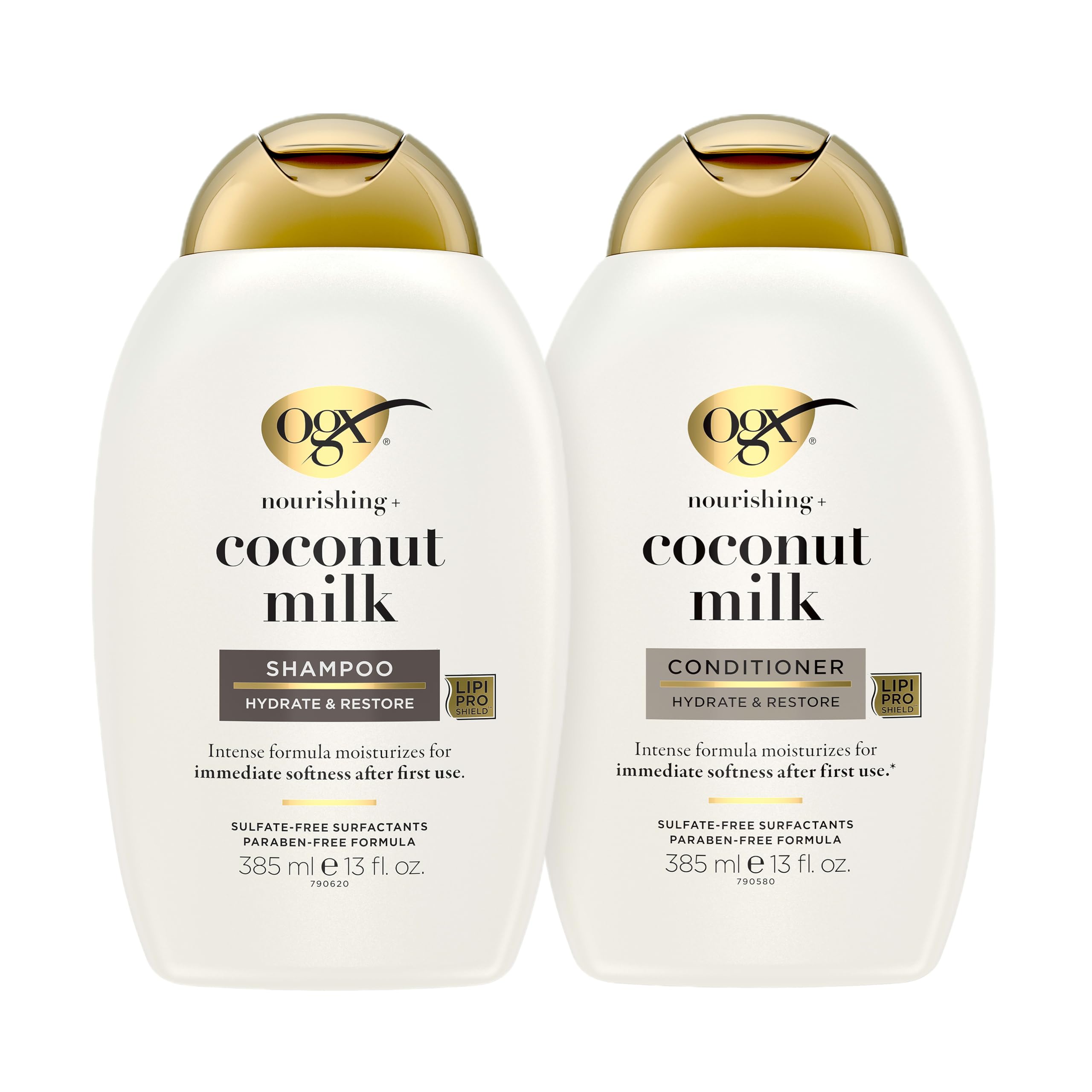 OGX front packaging showing hydrating coconut milk duo and benefits
