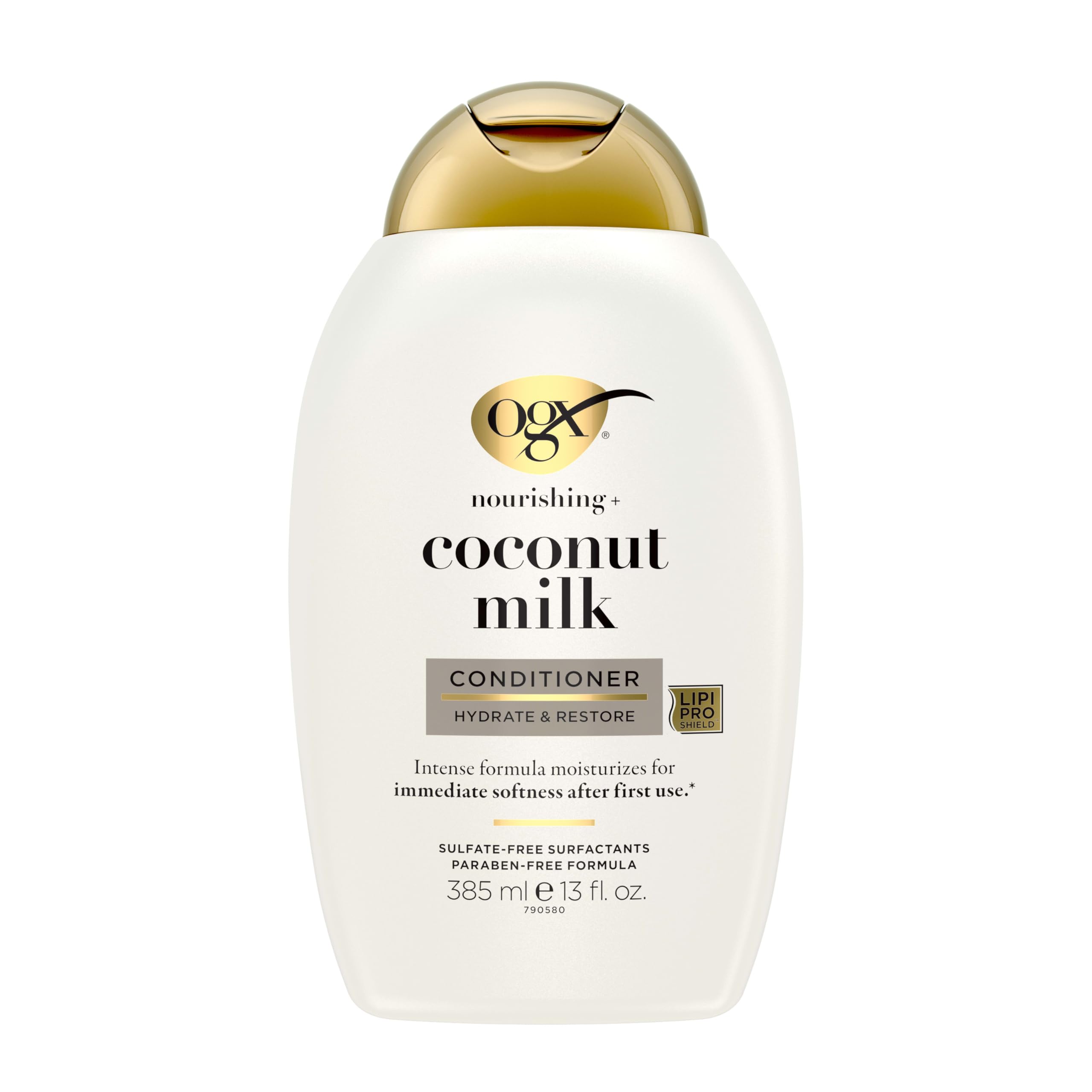 OGX conditioner front packaging showing bottle and product benefit