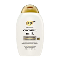 OGX conditioner front packaging showing bottle and product benefit