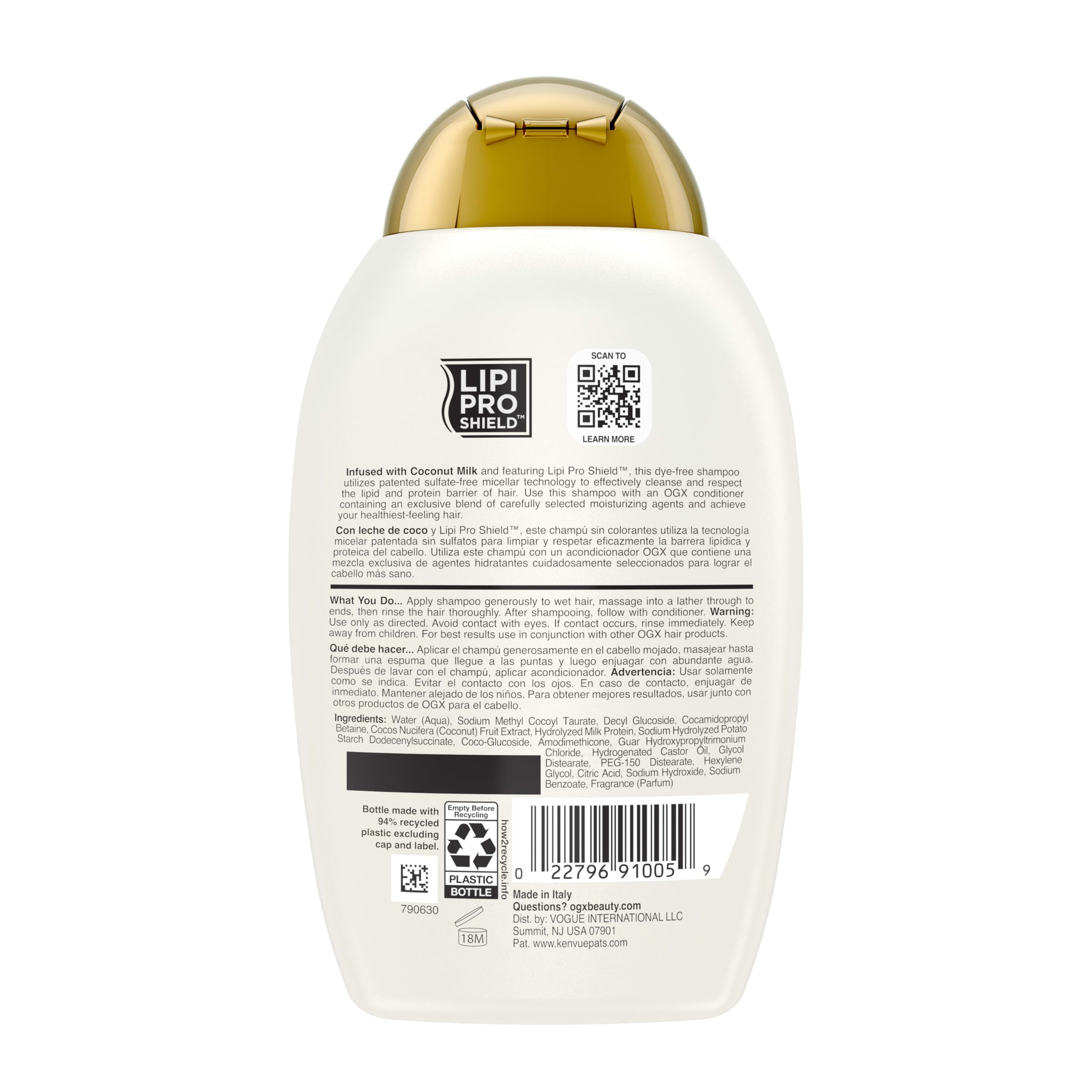 OGX bottle on bathroom vanity evoking a nourishing shower routine