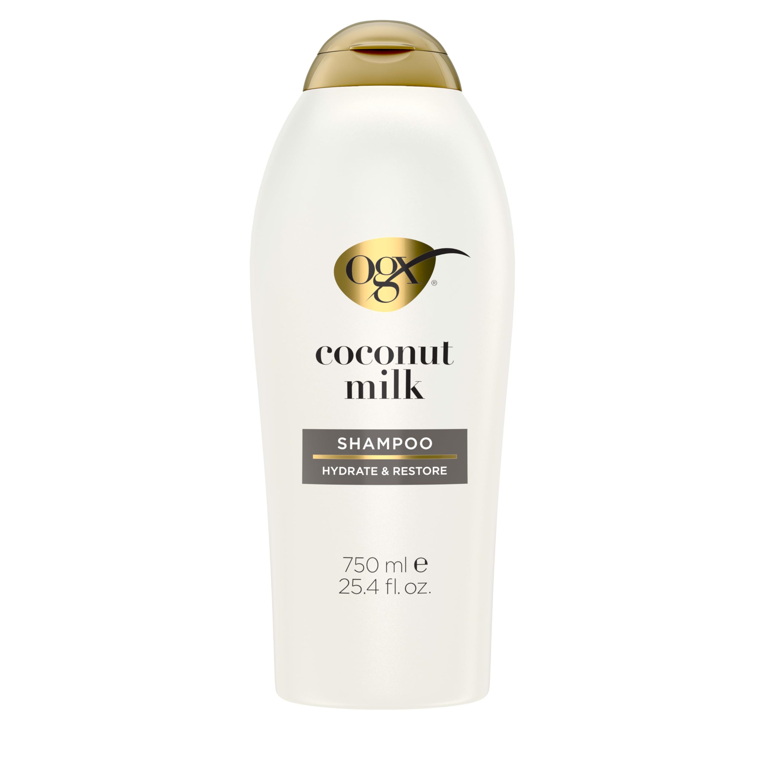OGX front bottle shot showing coconut milk shampoo nourishing benefits