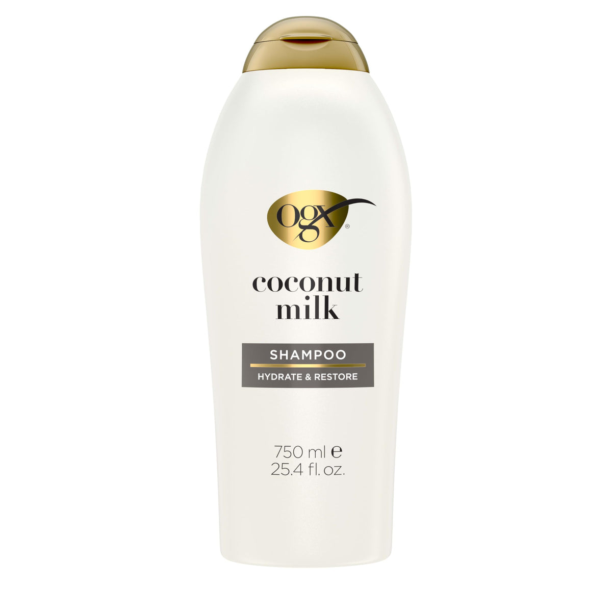 OGX front bottle shot showing coconut milk shampoo nourishing benefits