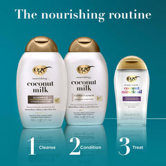 OGX bottles held in hand showing true 13 fl oz size and scale