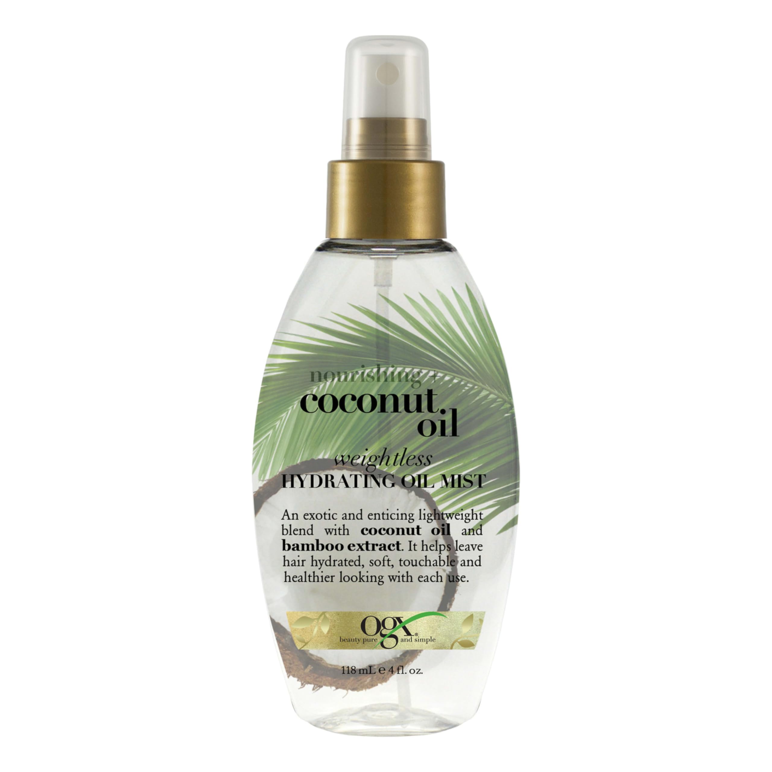 OGX bottle front packaging showing product and coconut benefits