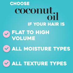 OGX mist on hair strands highlighting smooth texture and added shine