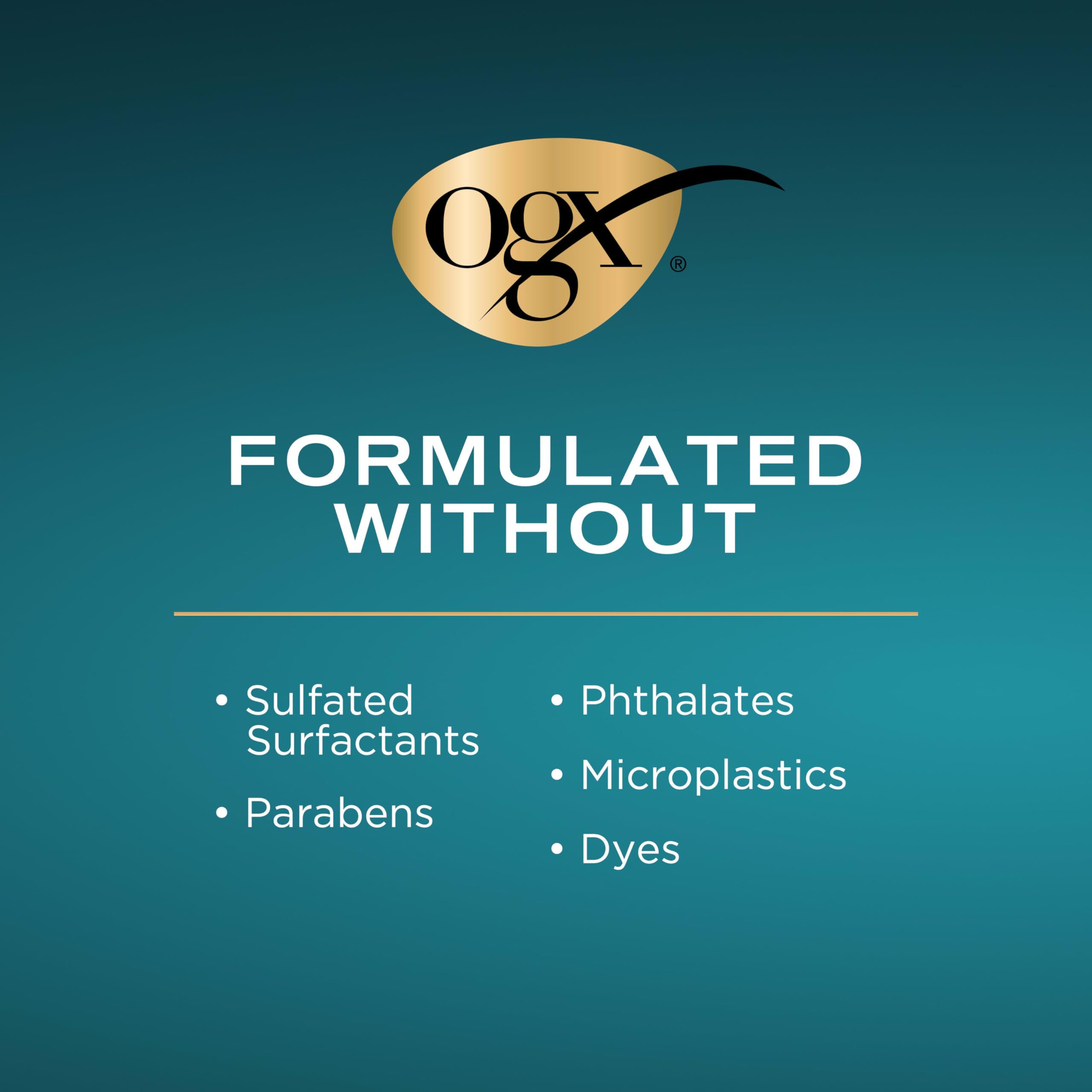 OGX conditioner dispensing creamy texture from pump demonstrating smooth application