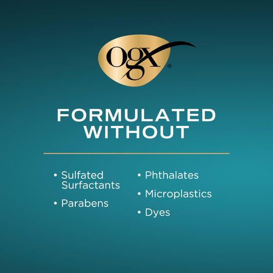 OGX conditioner dispensing creamy texture from pump demonstrating smooth application