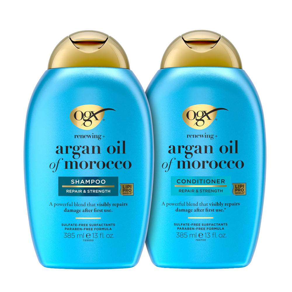 OGX front packaging showing two bottles and value set benefit