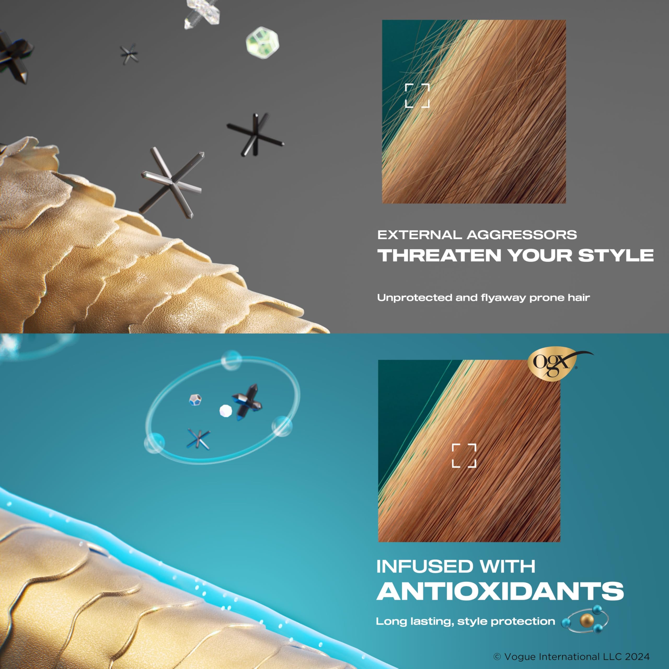 OGX gel applied to damp curls for defined, frizz-controlled results