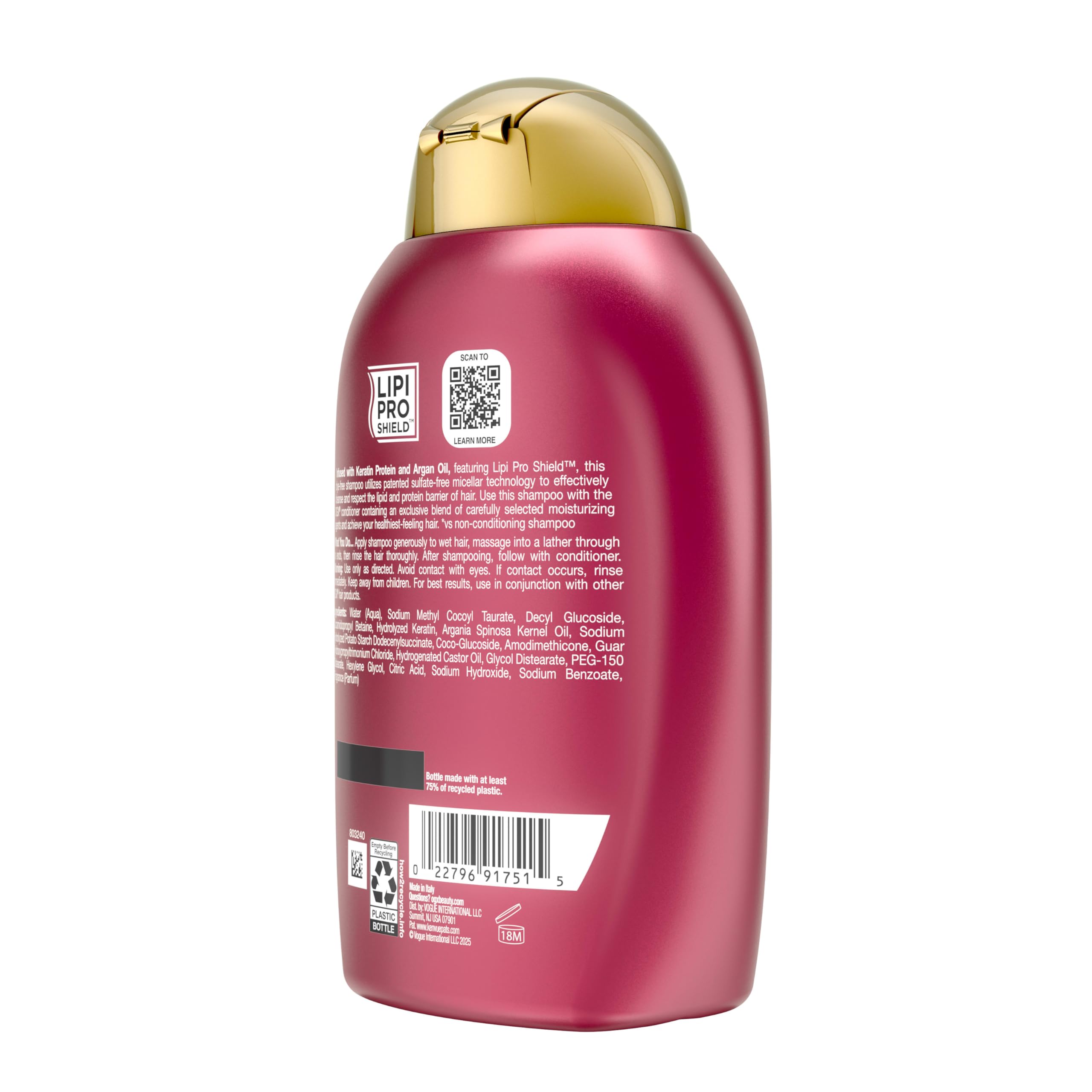OGX bottle staged in bathroom setting for a relaxing wash routine