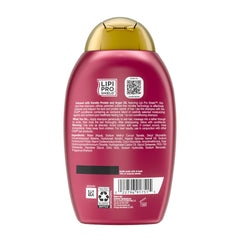 OGX argan oil ingredient display illustrating smoothing and conditioning benefits