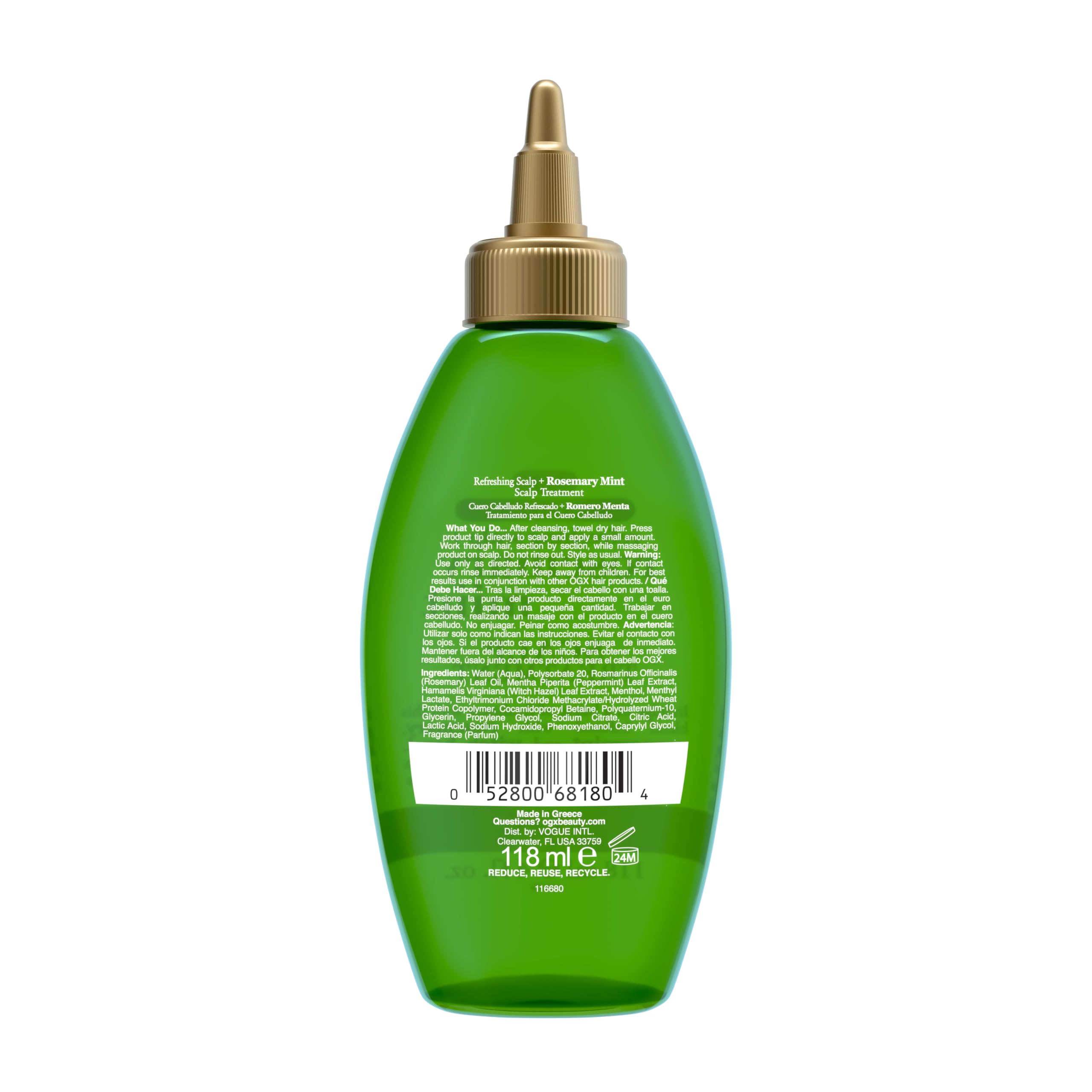 OGX bottle on bathroom counter styled with towel suggesting routine refresh benefit