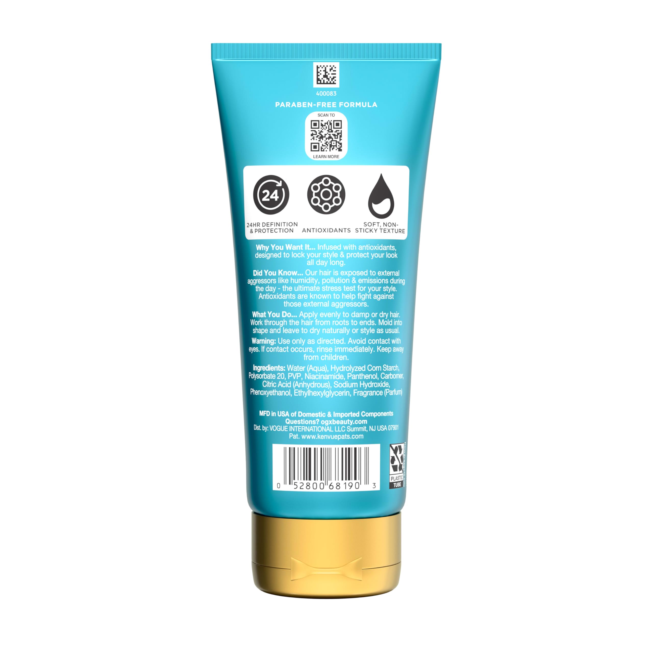 OGX gel on bathroom shelf in lifestyle scene for everyday use