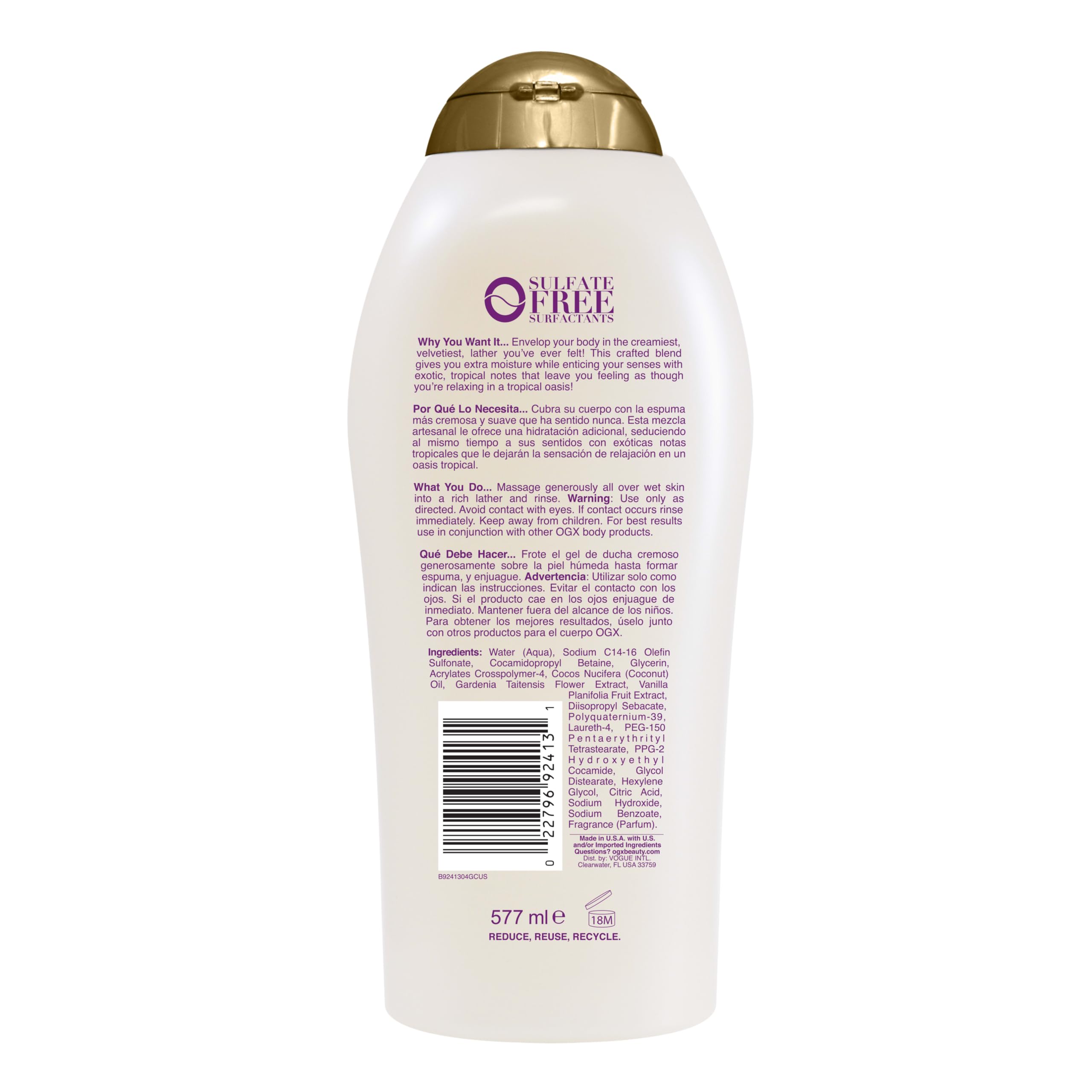 OGX bottle on bathroom shelf in lifestyle scene suggesting daily routine