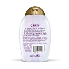 OGX angled bottle highlighting label and smoothing formula benefit