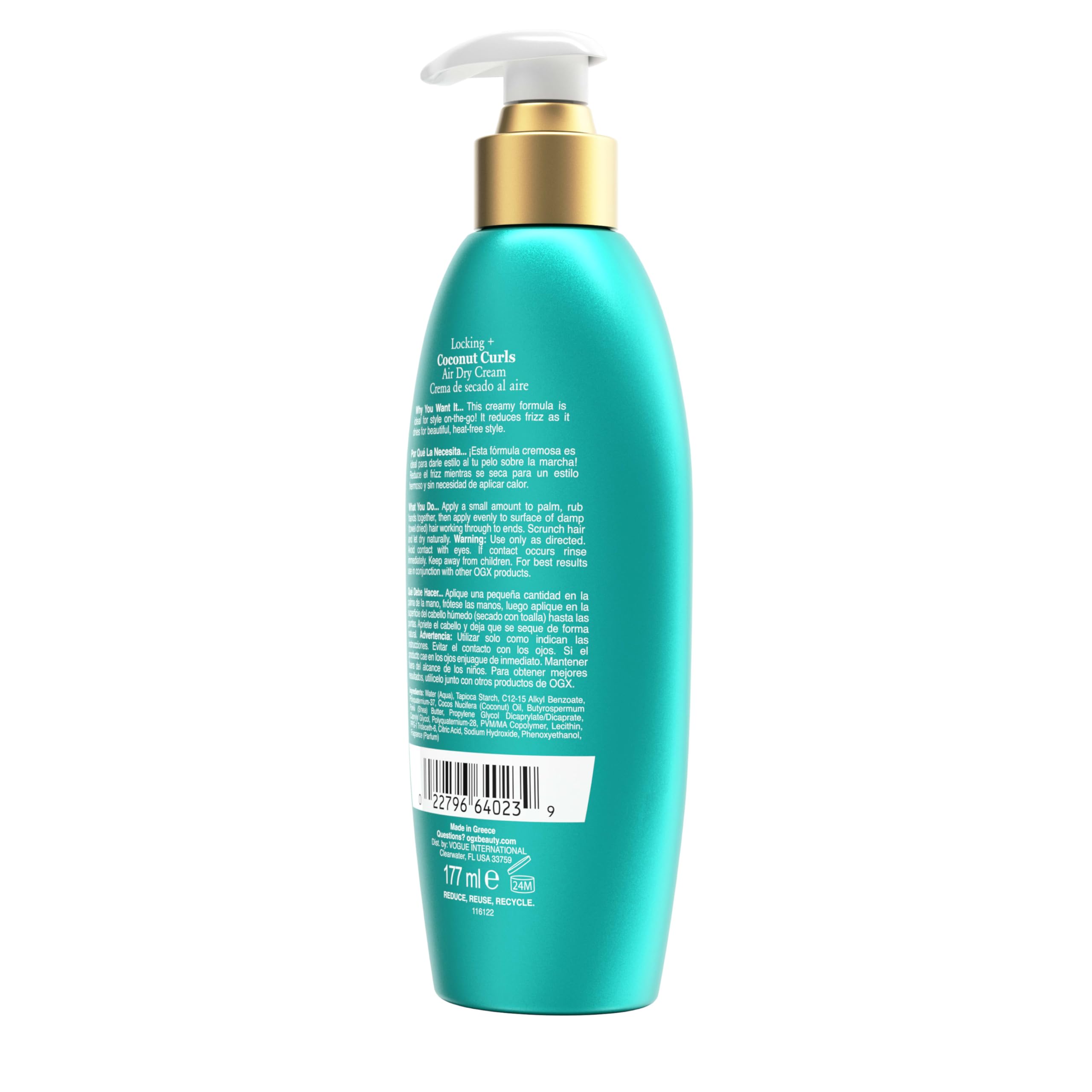 OGX bottle beside common objects illustrating 6 oz size and travel-friendly benefit