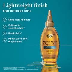 OGX pouring gloss oil demonstrating lightweight application benefit