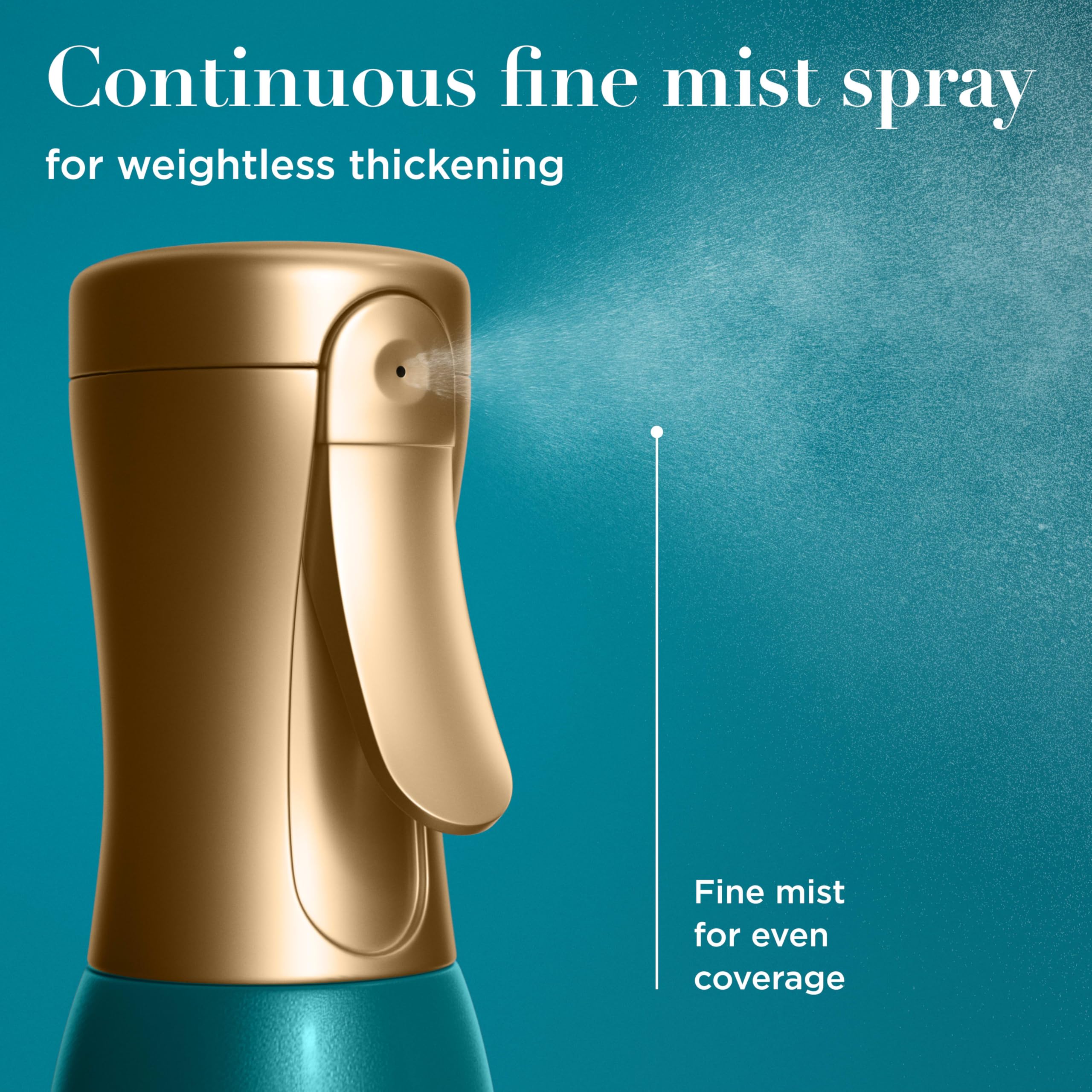 Close-up droplet of OGX serum showing lightweight texture and strand-plumping benefit