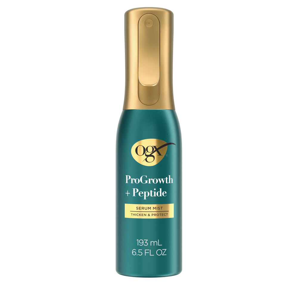 OGX ProGrowth bottle front view showing product and instant thickening benefit