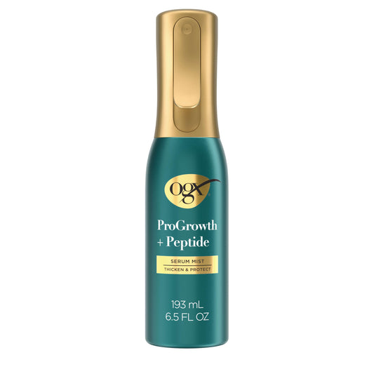 OGX ProGrowth bottle front view showing product and instant thickening benefit