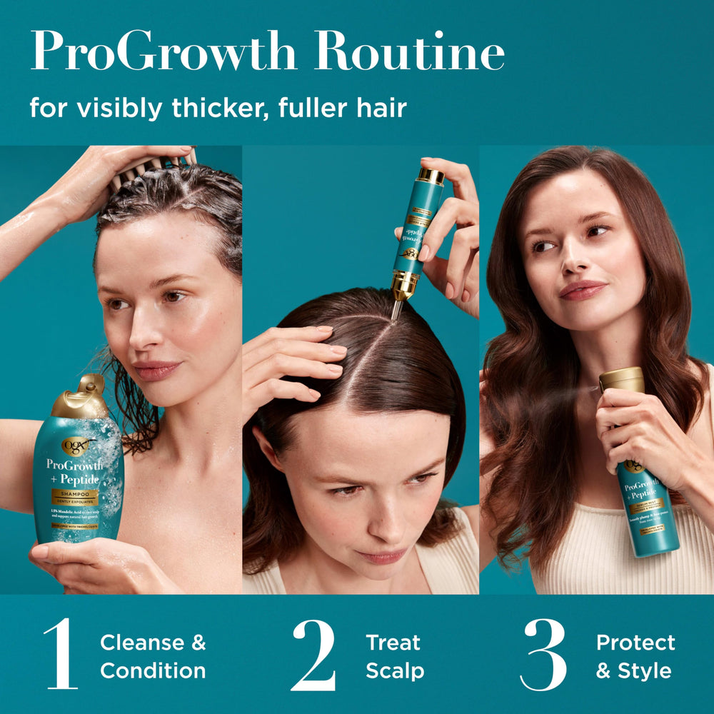 OGX ProGrowth + Peptide in-shower use demonstrating easy application and rinse