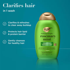 OGX creamy shampoo texture swatch showing gentle clarifying feel