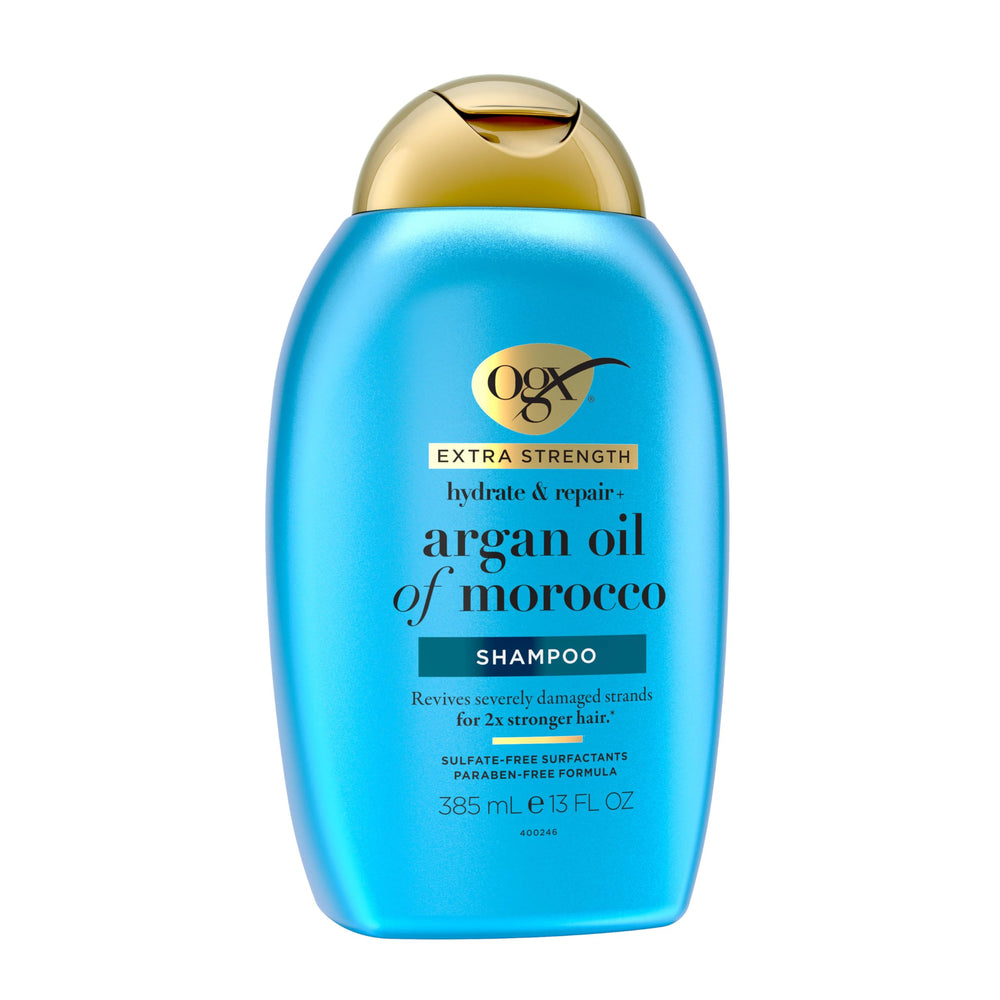 OGX shampoo paired with conditioner showing complementary routine benefit