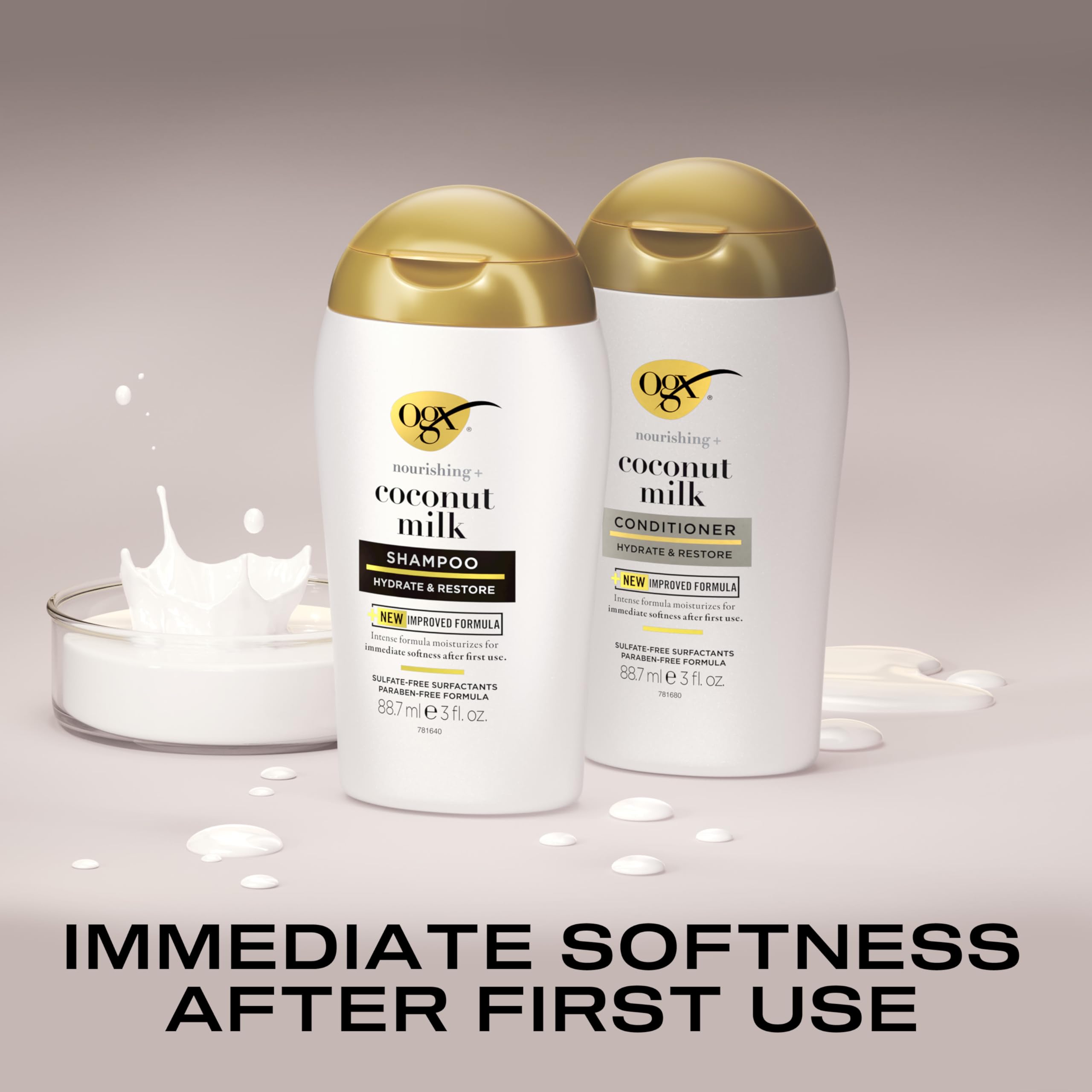 OGX shampoo bottle and label close-up highlighting cleansing hydration benefits
