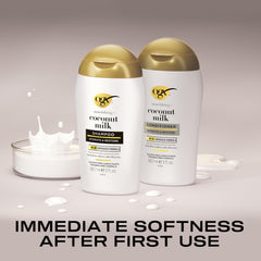 OGX shampoo bottle and label close-up highlighting cleansing hydration benefits