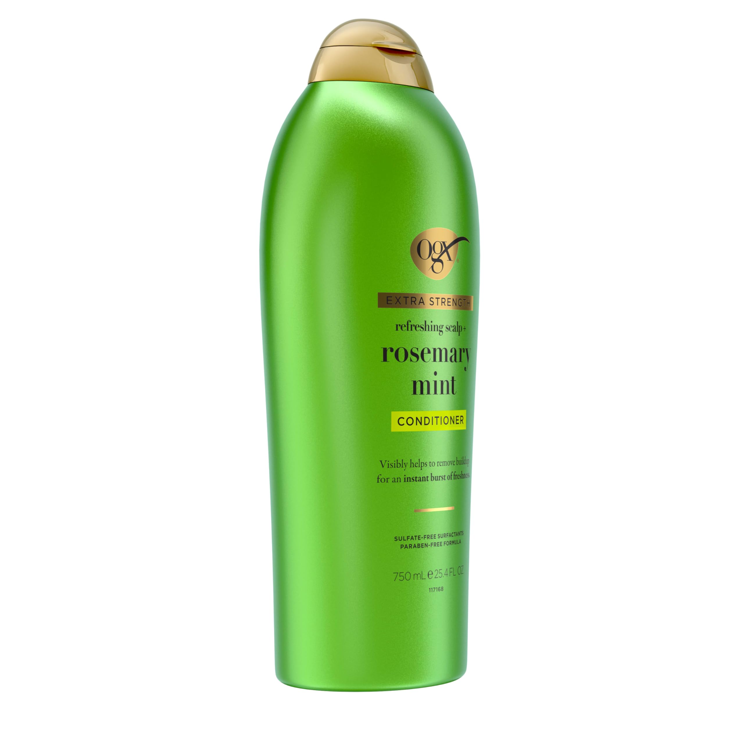 OGX 25.4 fl oz bottle in hand showing scale and long-lasting supply