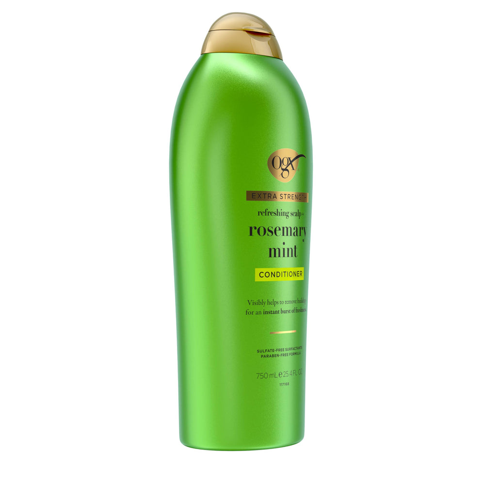 OGX 25.4 fl oz bottle in hand showing scale and long-lasting supply